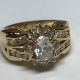 18kt HGE Gold Plated Ring with Clear Stones Size 6