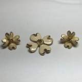 Gold Tone Enamel Floral Pendant with Matching Pierced Earrings