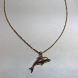 14kt Gold 18” Rope Chain with Dolphin Pendant