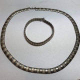 Silver Tone Choker & Matching Bracelet