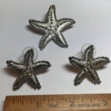 Silver Tone Starfish Slider with Matching Pierced Earrings