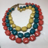 Colorful Chunky Triple Stand Necklace