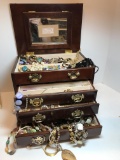 Nice Wooden Jewelry Box SLAM PACKED Full of Awesome Jewelry