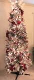 Beautiful 8 ft Pre-Lit Electric Spinning Christmas Tree with White Snow Branches Fully Decorated
