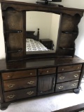 Vintage Wooden Dresser with Mirror