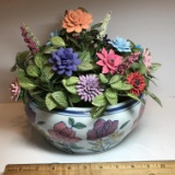 Floral Porcelain Planter with Seed Flower Arrangement