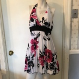 Floral Black, White & Pink Summer Dress by Speckless Size Small