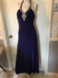 Gorgeous Purple Strapless Dress with Rhinestone Neck Size 3/4 by Morgan & Co.