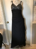 Impress Black Fitted Dress with Sequin Top Size 9 By Blonde Nites by Stacy Sklar