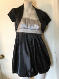 Black & Gray Dress with Rhinestone Waist & Jacket Size 3