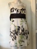 Pretty White, Brown & Green Dress Size Medium