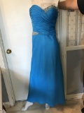 Turquoise Gown with Rhinestone Accent Size Large