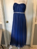 Beautiful Blue Sparkle Gown with Rhinestone Waist Size 9