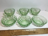 Lot of Vaseline Glass Bowls & Cups