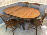 Nice 5 Pc Wooden Dining Set with 4 Chairs & Pedestal Table