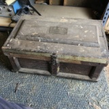 Antique Wooden Toolbox with Misc Tools