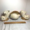 3 pc Vintage Iridescent Porcelain Shell Planters with Gilt Accent