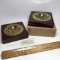Pair of Brass Ashtrays with Lacquered Wooden Bases - One in Box