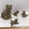 Lot of 4 Solid Brass Cat Figurines