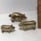 Lot of 3 Solid Brass Pig Figurines