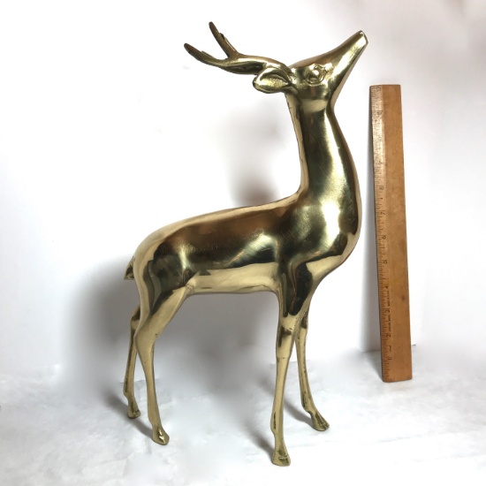 Large Vintage Brass Buck Figurine