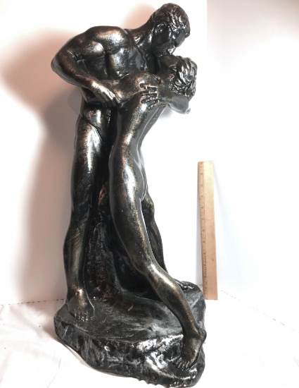 2 ft Tall Bronzed Plaster Couple Statue