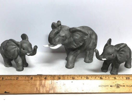 Set of 3 Porcelain Elephant Figurines
