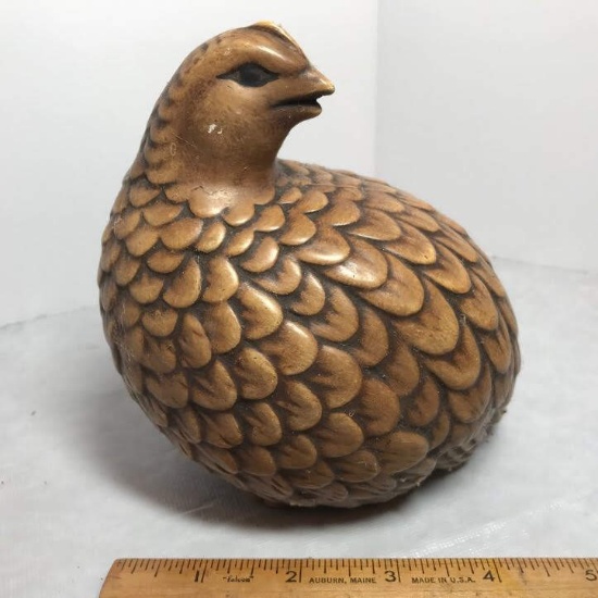 1964 Ceramic Quail Figurine Signed on Bottom