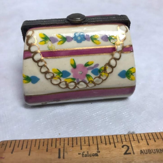 Porcelain Purse Trinket Box