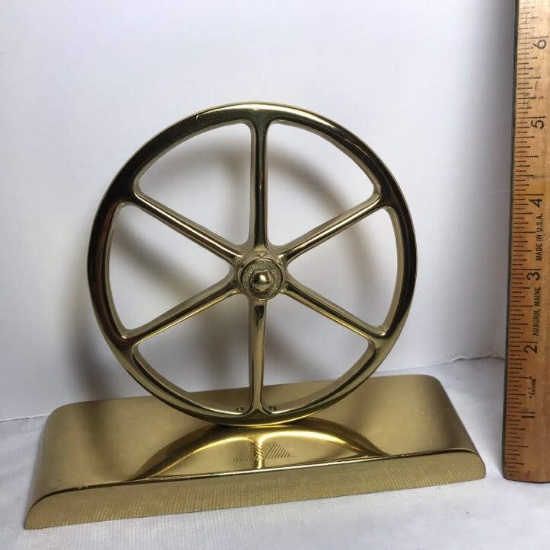 Heavy Brass Wagon Wheel on Base