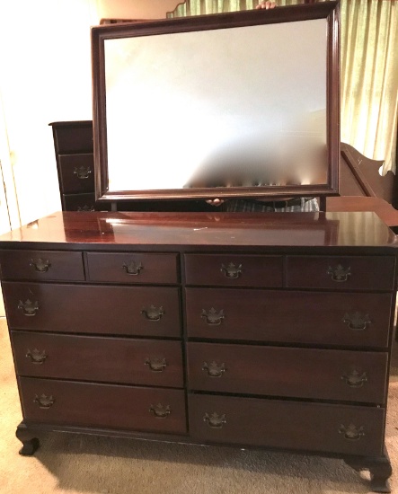 Solid Mahogany Vintage Dresser with Mirror