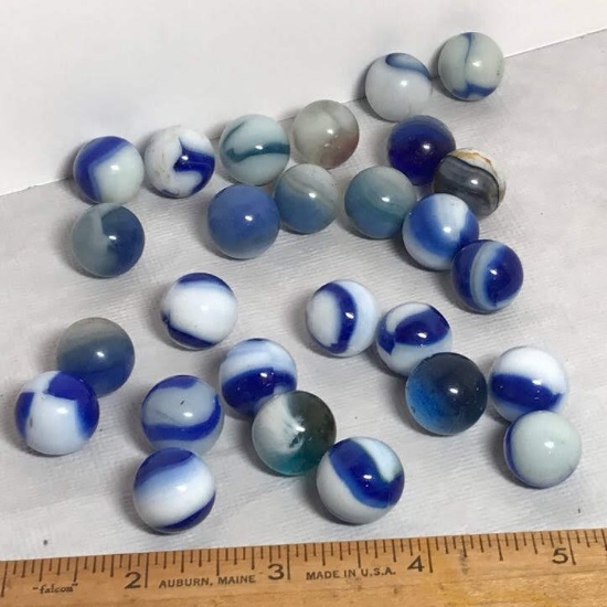 Lot of Vintage Blue & White Marbles