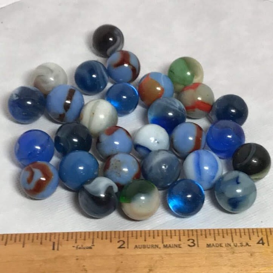 Lot of Vintage Blue Marbles