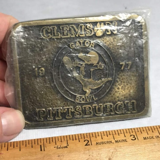 1977 Limited Edition Brass Clemson Pittsburgh Gator Bowl Belt Buckle