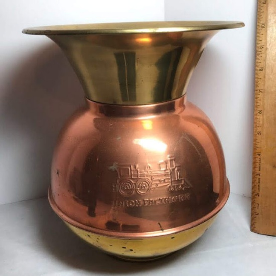 Union Pacific Railroad Copper & Solid Brass Crescent Spittoon