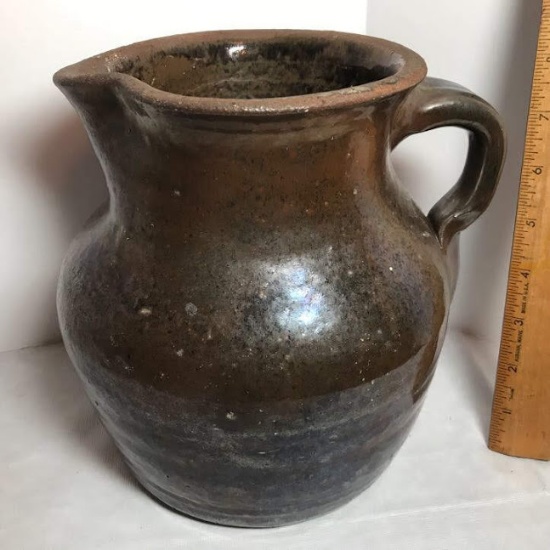 Awesome Antique Early Southern Pottery Milk Pitcher