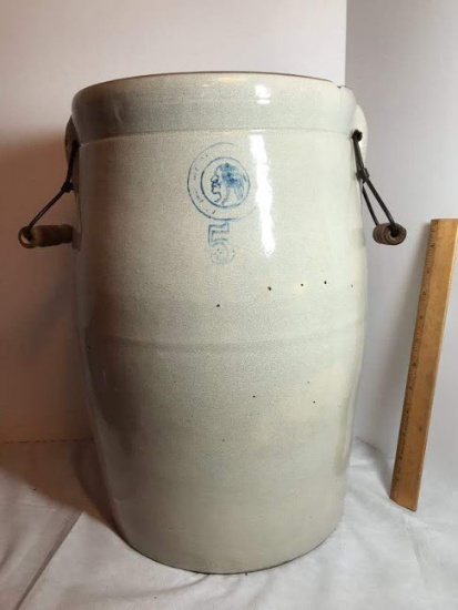 5 Gallon Antique Louisville Pottery Storage Vessel with Original Handles