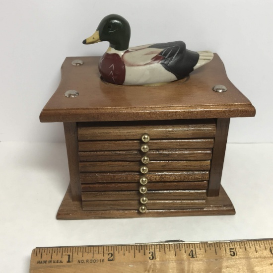 Vintage Wooden Coaster Set with Duck Top