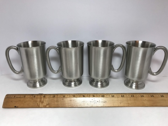 Set of 4 Paul Revere Reproduction Pewter Pedestal Mugs