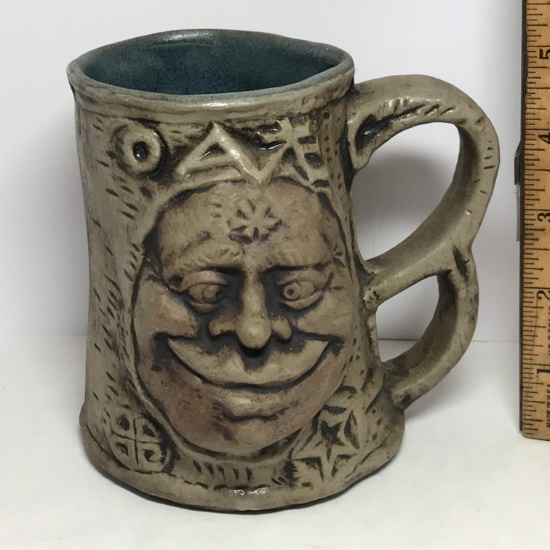 Awesome Ugly Faced Pottery Mug with Frog Guy inside