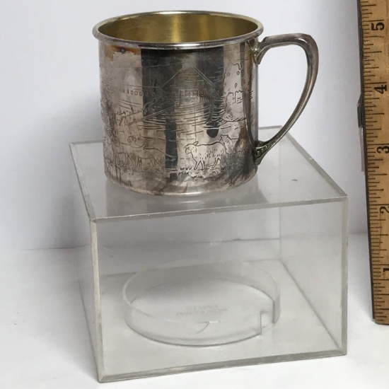 Vintage Oneida Baby Mug with Noah’s Ark Scene in Plastic Case