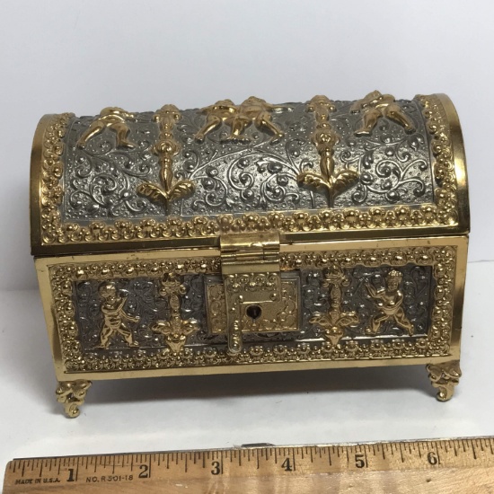 Heavy Vintage Ornate Music Jewelry Box