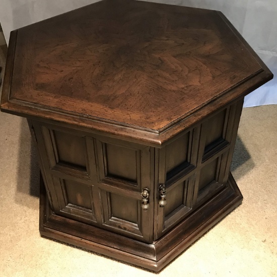 Vintage Octagonal End Table Cabinet
