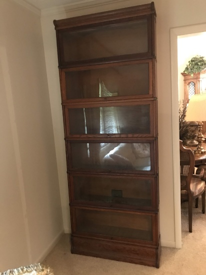 Impressive Early “The Globe-Wernicke Co.” Oak Barrister Bookcase with 6 Sections, Base & Top