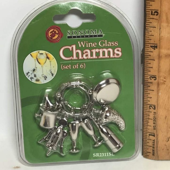 Sonoma Set of 6 Wine Glass Charms - Never Opened