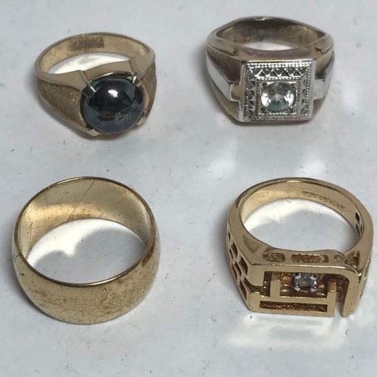Lot of Men’s Rings - 3 are 18Kt H.G.E one is 14kt G.E.