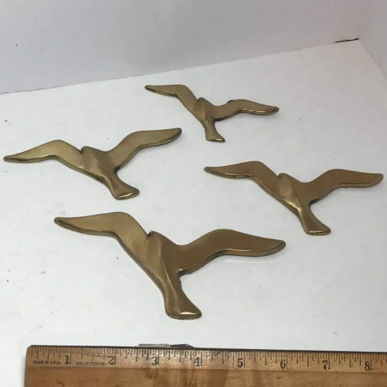 Set of 4 Brass Seagull Wall Hangings