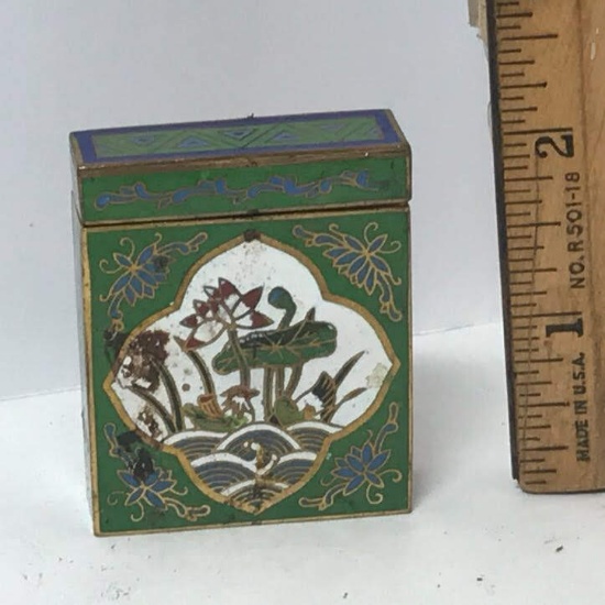 Enamel & Brass Oriental Lidded Box