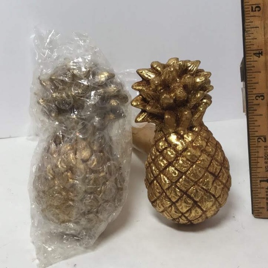 Pair of Brass Finish Pineapple Curtain Tie Backs