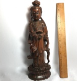 Vintage Oriental Carved Wood Lady